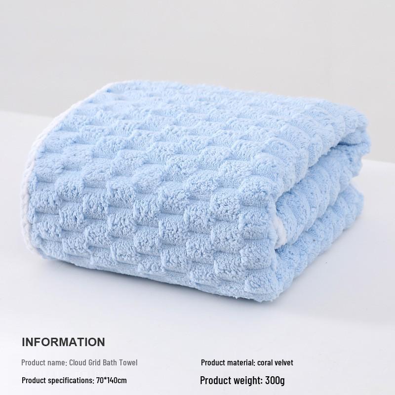 

Набор из трех махровых полотенец из кораллового флиса для взрослых: Очень толстое полотенце-обертывание с шапочкой для сушки волос 70x140 cm светло-синий
