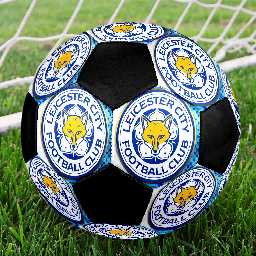 Leicester City Football Indoor Soccer Ball Colorful Machine Stitched PVC Size 5 Team Training Competition Ready Durable High-Bounce Cool Sports Gift