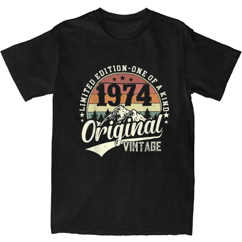 

Мужская Женская Подарок на 50-летие Для Людей, Родившихся в 1974 году Рубашки Аксессуары Хипстер Хлопок 50 лет Футболка Футболка Одежда С принтом XXXXXL чёрный