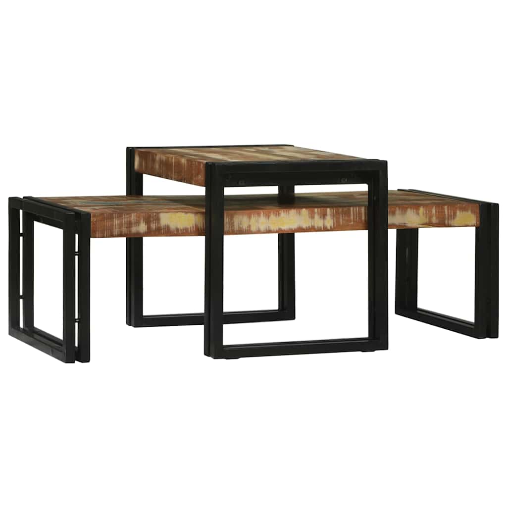 Coffee Table Set 2 Pcs Multicolored Solid Upcycled Wood