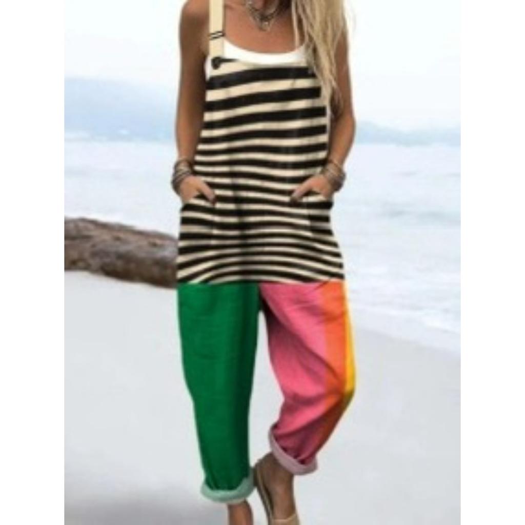 VIONA Modischer Jumpsuit, Geknöpfter Latzhose Casual Jumpsuit, Digital 3D Bedruckter Jumpsuit, Sommer Leichte Baumwolle Overalls