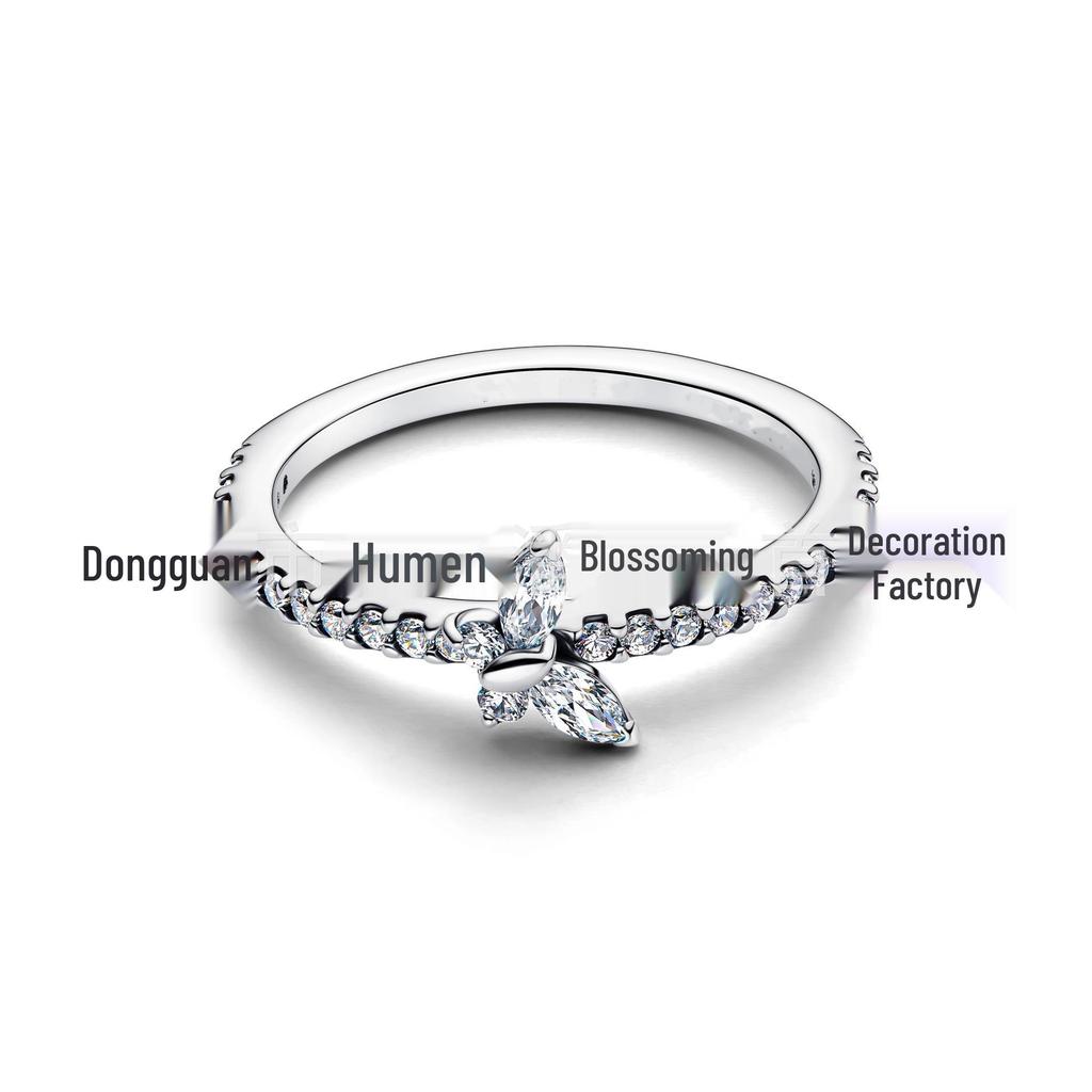 Elegant European and American Knotted Flower Diamond Rope Ring for Women - Chic Japanese & Korean Style