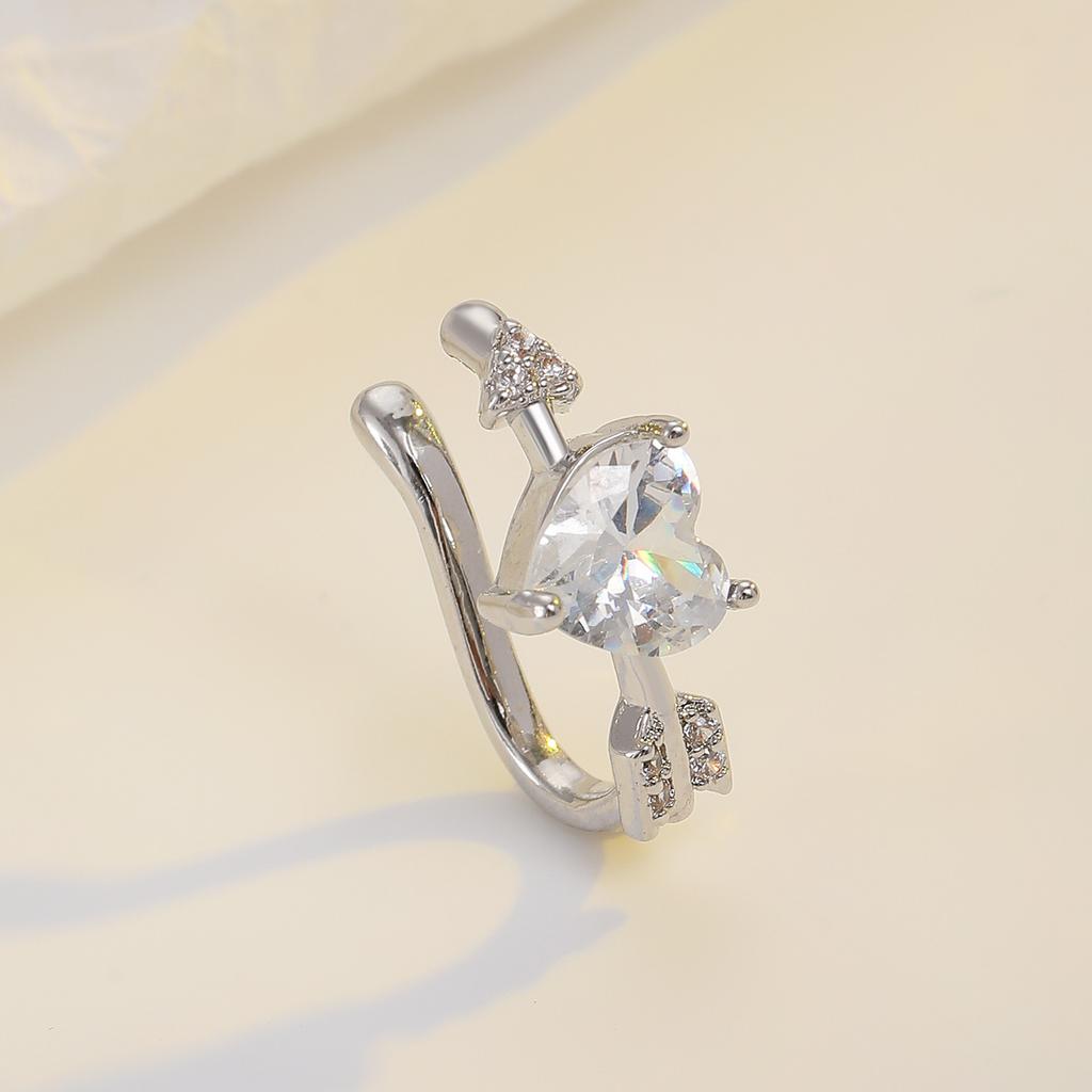 1PCS Cute Heart Arrow Pink Zircon Ear Bone Nail New Fashion Y2K Punk Small Earring for Women Girl Cochlea  Party Gift