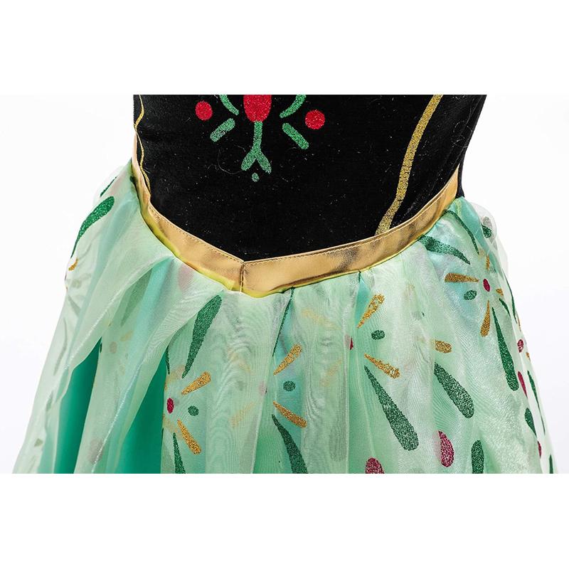 Princess Dress For Girls, Kids Birthday Halloween Costume Set With Crown Wand Gloves Wig