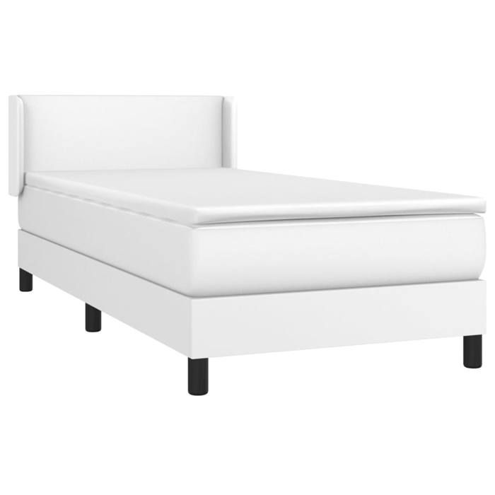 Maison Exclusive - Sommier à lattes de lit avec matelas Blanc 90x200 cm Similicuir