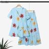 ZANZEA Women Short Sleeve Blouse and Long Skirts Floral Print Two Piece Suit Sets