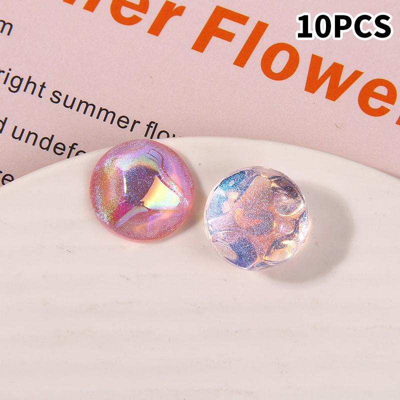 10pcs Glitter Geometry Rounds Cabochon Beads for Crafts DIY Resin Art Flatback Jewelry Making Embellishments