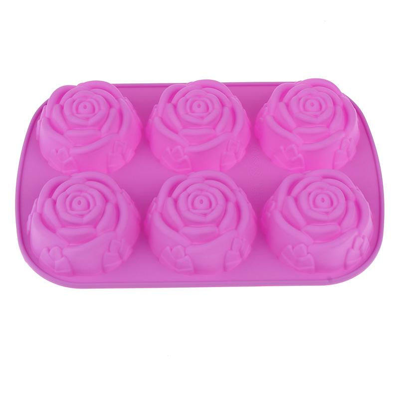 Flower 3D Silicone Molder Chocolate Rose Molder 6 Flower Mold Cake Decoration Soap Molder purple