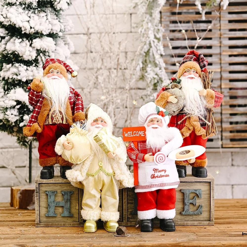 Welcome Sign In Home Decor Outside  Christmas Ornament Standing Posture Santa Claus Doll Creative Christmas Backpack Oldman Doll