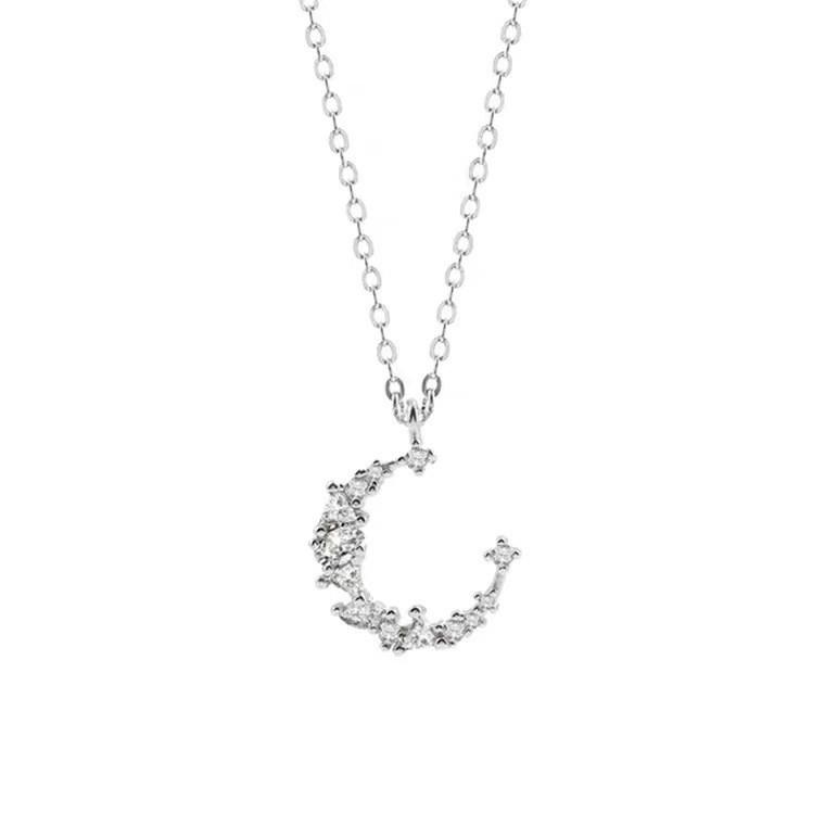 Moon Crescent Women's Clavicle Necklace - Exquisite Diamond Light Luxury, Korean and Japanese Inspired, Hot Selling Gift