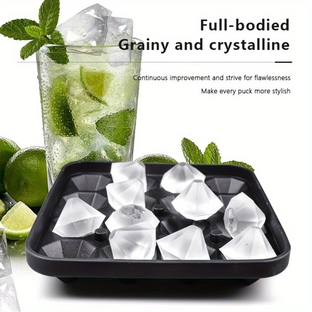 Diamond Ice Cube Tray. 16-cavity hockey mold for whiskey, cocktails & easy release.