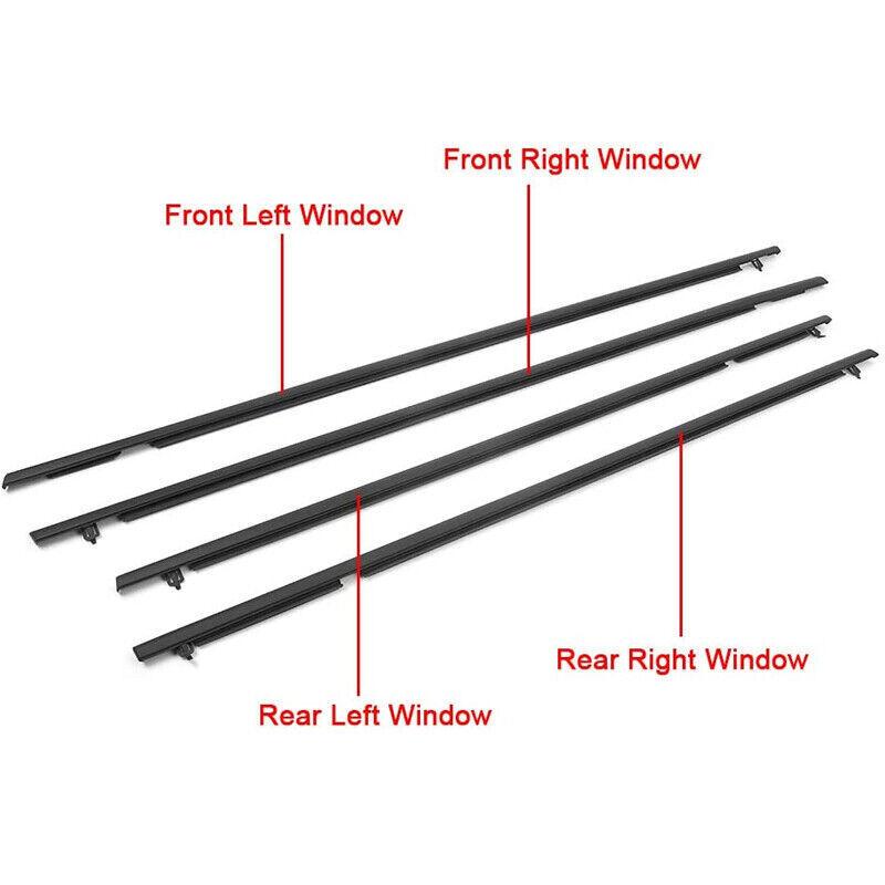 4Pcs Car Window Moulding Trim Weatherstrips Seal Fit For Honda Civic Sedan 06-11