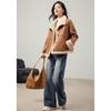 Petite Faux Suede & Lamb Shearling Winter Coat
