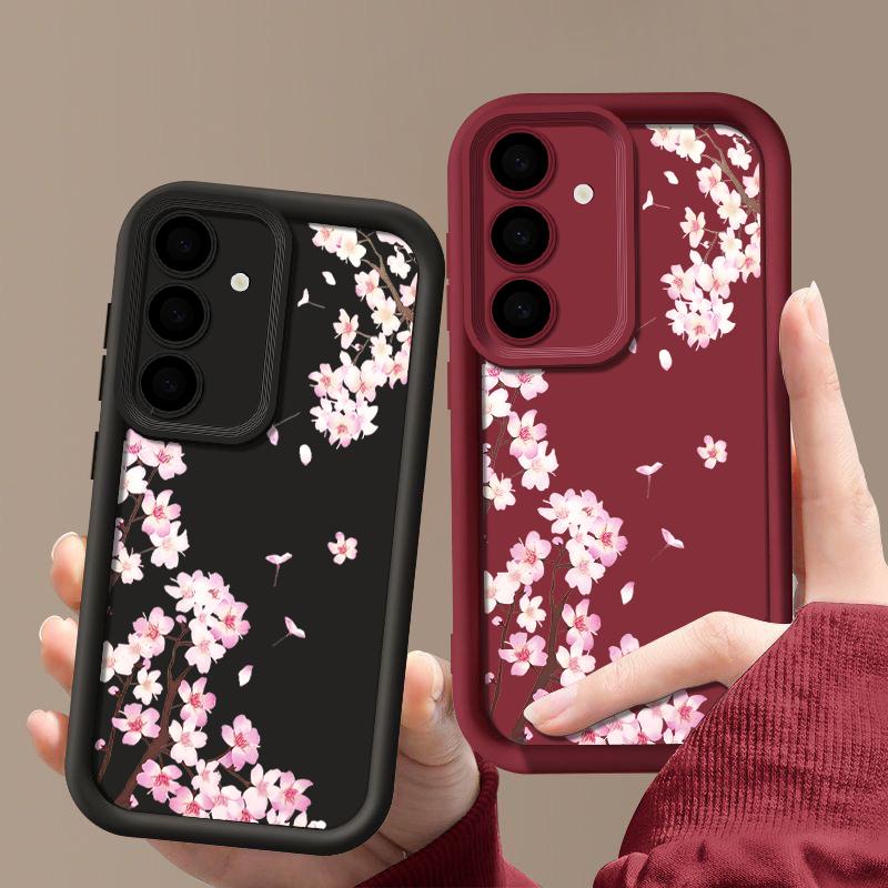 S26 Ultra Case Pink Peach Blossoms Floral Cover For Samsung Galaxy S25 S24 Ultra S23 Plus S22 S21 FE A54 A15 A35 A55 A16 A26 A36 A56 A17 A37 A57 5G
