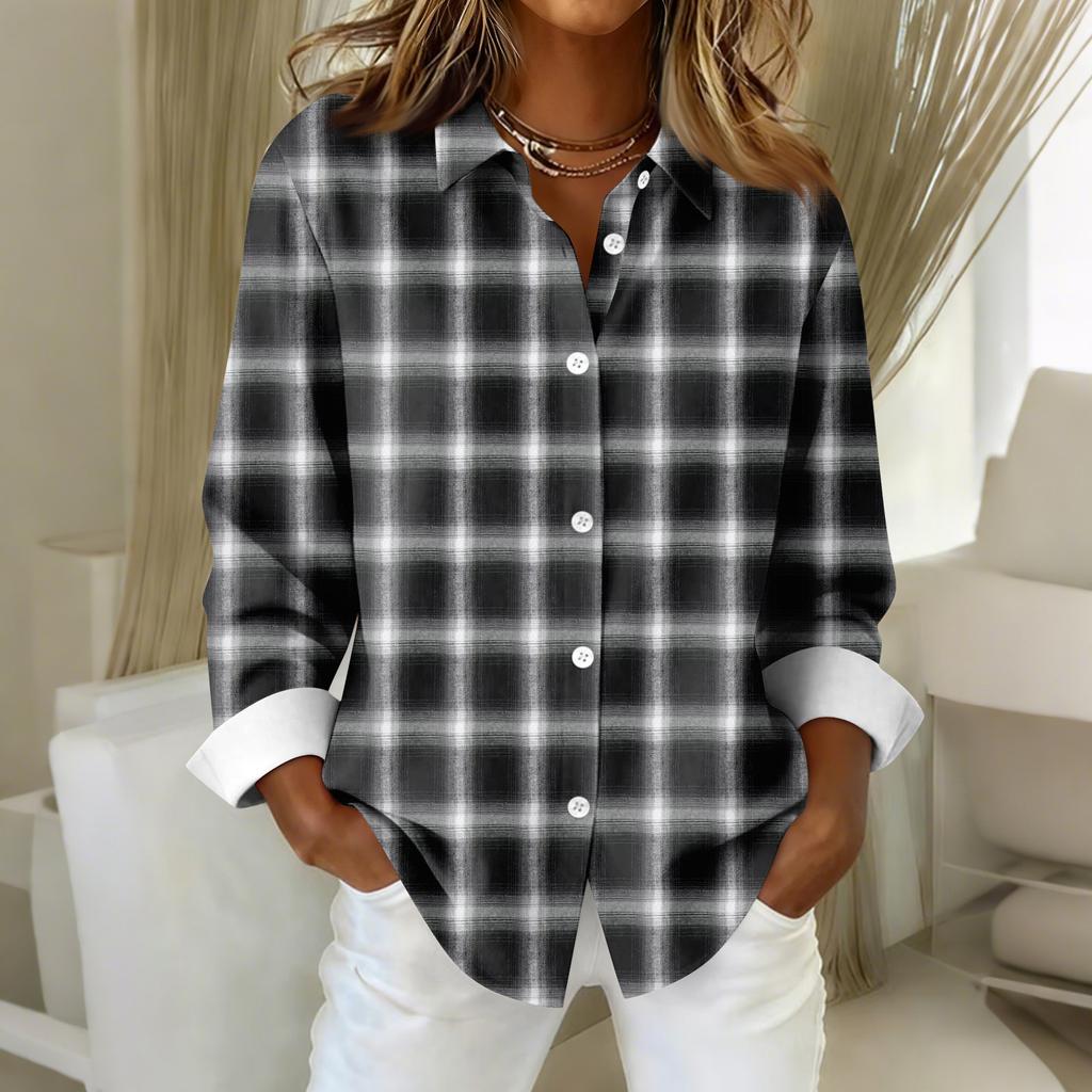 Women's Shirt Blouse Christmas Print Button Long Sleeve Casual Basic Shirt Collar Regular Top