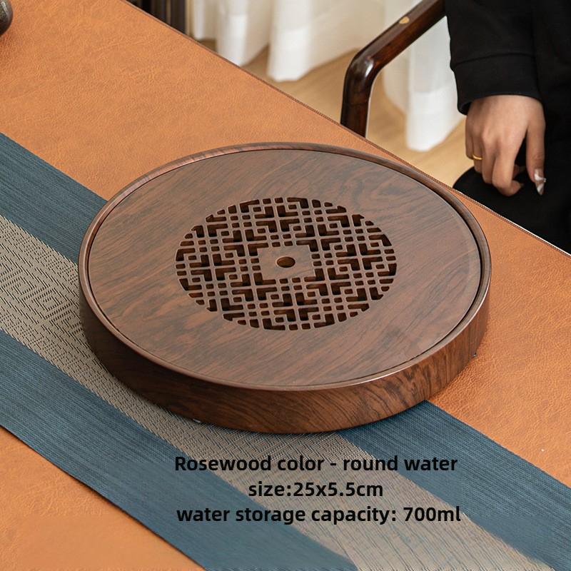 New wooden round wooden tea set large capacity water storage drainage tea tray