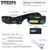 COB Headlights USB Charging Headlights Outdoor Lighting Work Lights Plastic Headlights Night Fishing Lights