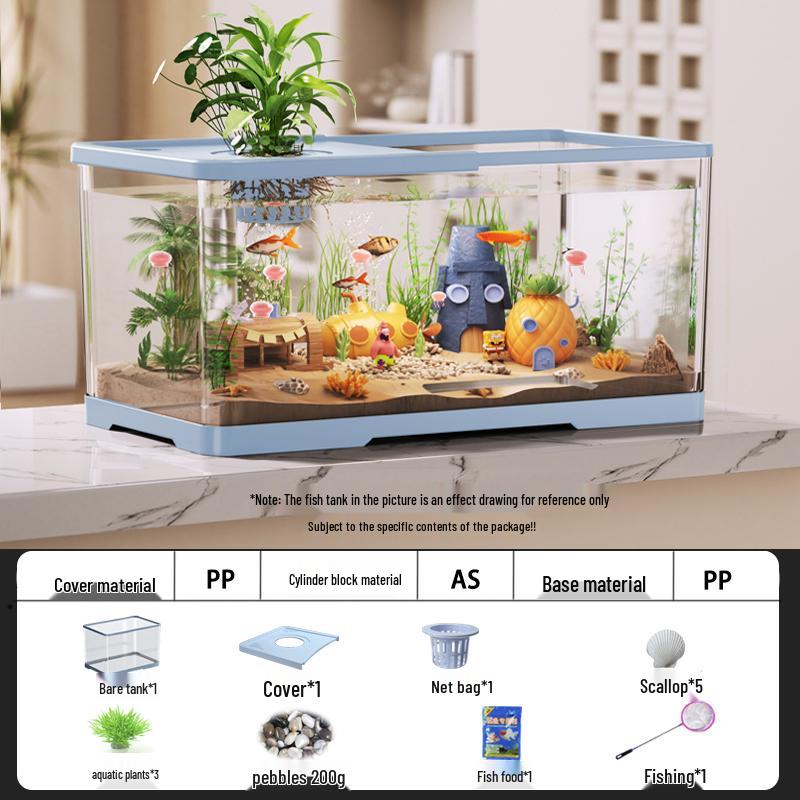 Acvariu compact ecologic 2025 pentru peștișori aurii cu filtrare, oxigenare, capac - Ideal pentru sufragerii mici