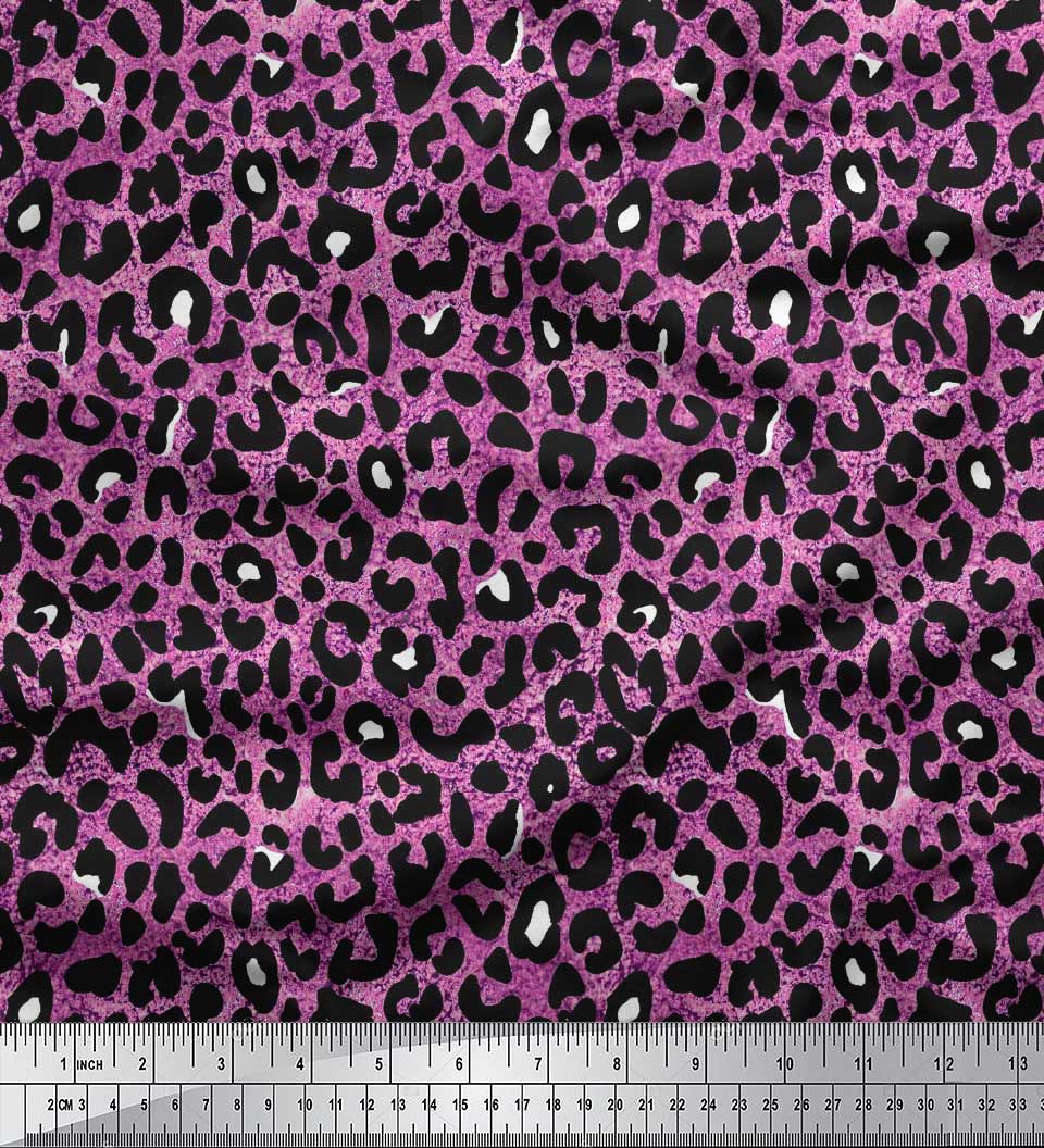 

Тканина Soimoi Green Poly Crepe Тканина з леопардовою шкірою тварин Тканина на метри 42 дюйма 42 Inch Wide - Poly Crepe фіолетовий