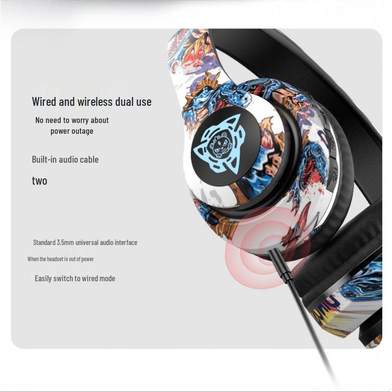 P35 Head-mounted Bluetooth Earphones: Wireless Luminous Graffiti-Style Stereo Sports Headset