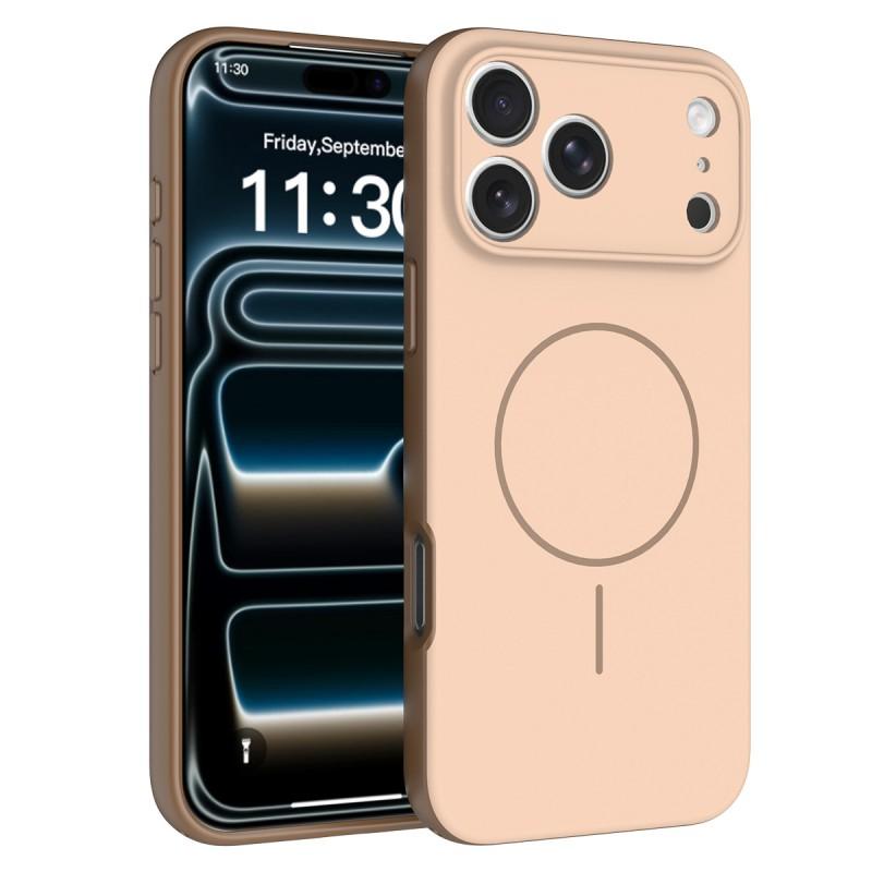 Two-in-one Two-color 17Pro Max Magnetic Phone Case 16e Matte Fine Hole 15 Drop Resistance Protective Cover iphone16Pro коричневый