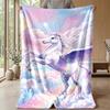 Winged Magical Unicorn Theme Blanket Lightweight Warm Flannel Blanket Decorative Throw Blanket for Home Decoration