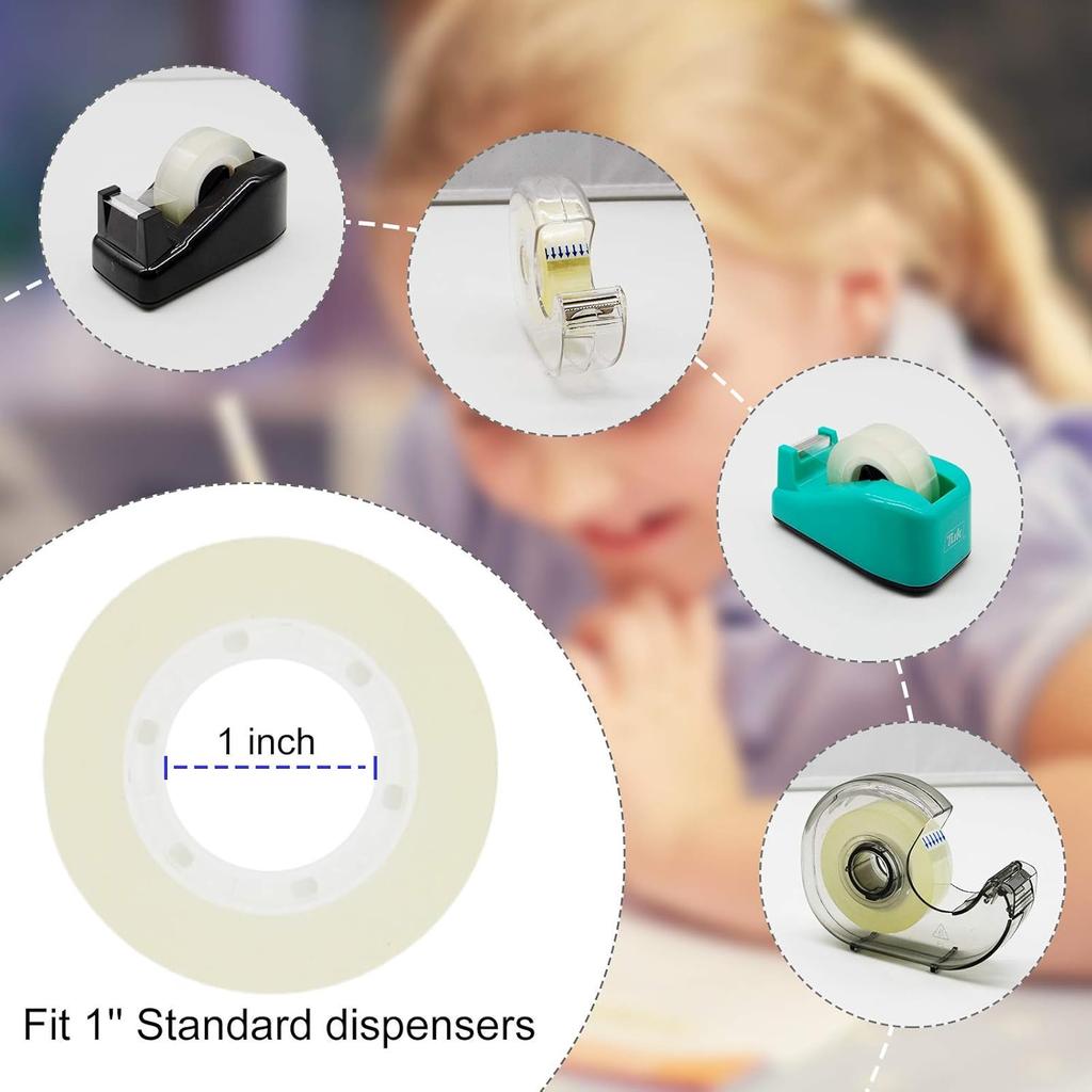 OWLKELA 6 Rolls Transparent Tape Refills, Clear Tape, All-Purpose Transparent Glossy Tape for Office, Home, School