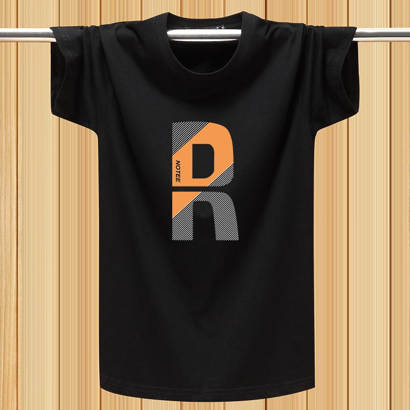 

Летняя мужская футболка с коротким рукавом из 100% хлопка, свободная повседневная футболка с принтом 5XL чёрный