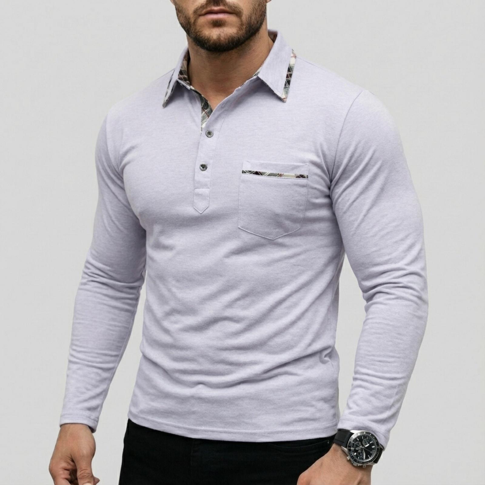 

Men s Loose And Casual Base Layer Shirt, Men s Plaid Lapel Long-sleeved Top XL білий