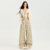 Women's 2025 Autumn Floral Wide-Leg Jeans - Loose, Draped, Lazy Style, Straight Leg