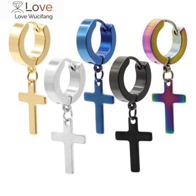 Fashion Stainless Steel Cross Earrings Punk Jewelry For Cool Women Girl Friendship Gifts Accessories