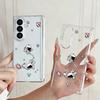 Magnetic Adsorption Phone Case For Samsung Galaxy Z Fold 7 6 5 Fold7 Fold6 Fold5 5G Cute Astronaut Print Clear Shockproof Cover