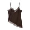 Moda Dulce Encaje Patchwork Ropa Interior Top Irregular Biselado Correa Chaleco Tops de Tirantes de Verano para Mujer Nuevo Elegante Holgado Casual Sexy Camisetas de Tirantes