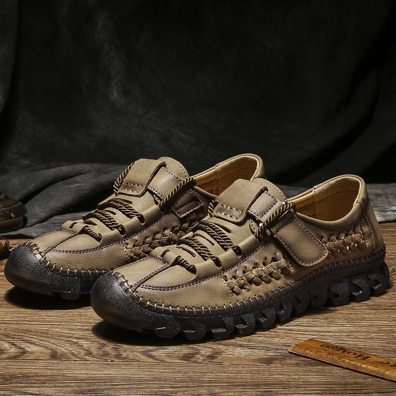 Fashion 2024 New Men Casual Leather Shoes Comfy High Quality Fashion Handmade Designer Flat Shoes Classic Outdoor Non-slip Walking Shoes