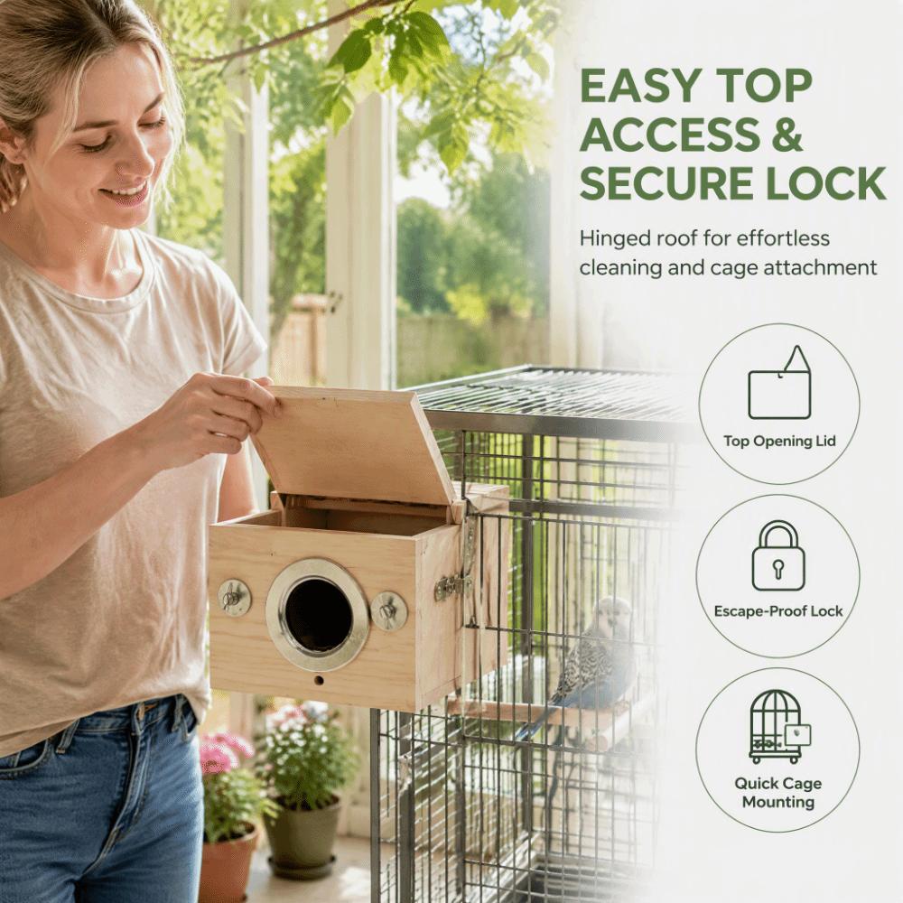 Wood Construction Parrot House Paulownia & Pine Wood Roost Box Bird Breeding Box For Cockatiel