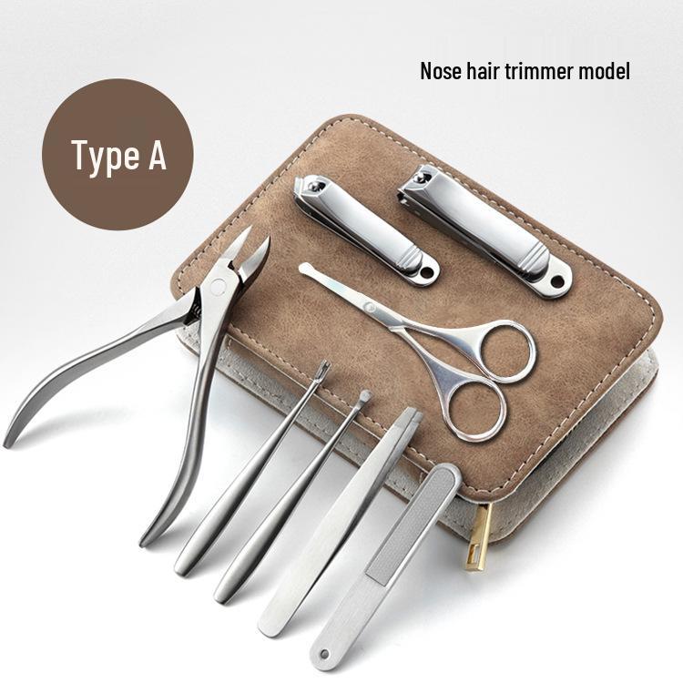 8dílná manikúrní sada z nerezové oceli s potiskem loga: Kleštičky na nehty, nůžky a nástroje připravené k darování