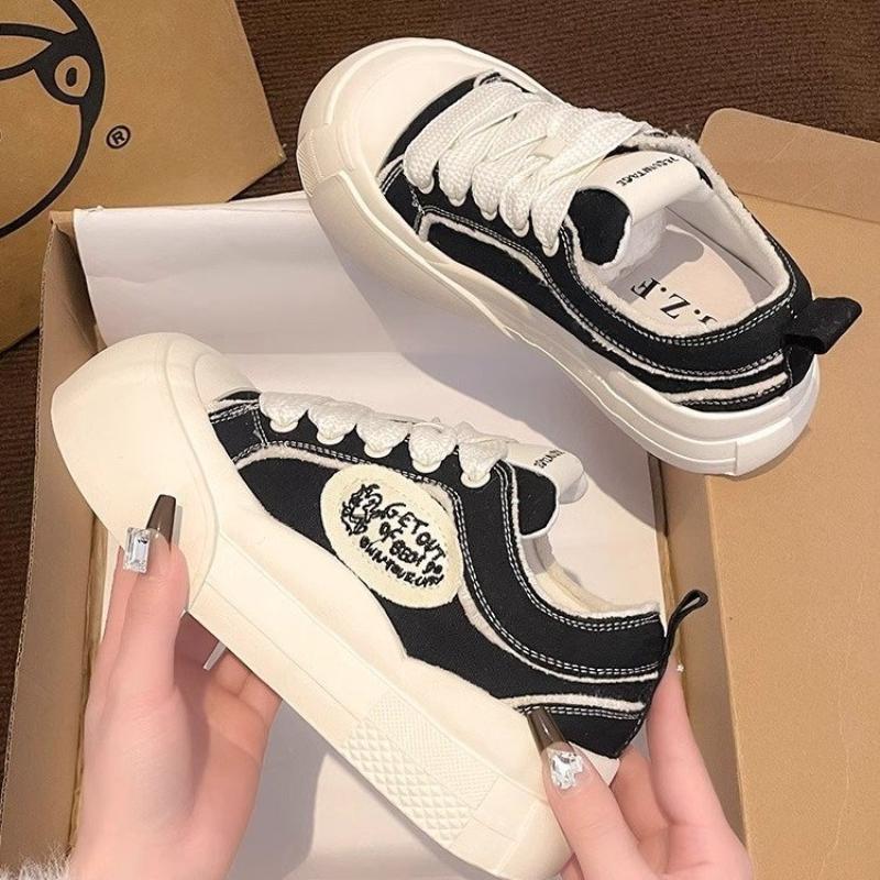 Fashion Women Platform Flat Canvas Shoes Round Head Woman's Casual Thick Bottom Board Sneakers Zapatillas De Mujer Tenis De Mujer