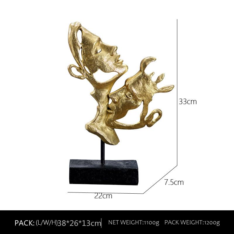 Couple Mask Top European Resin Crafts Personalized Home Tabletop Premium Room Decoration Ornaments Durable Durable