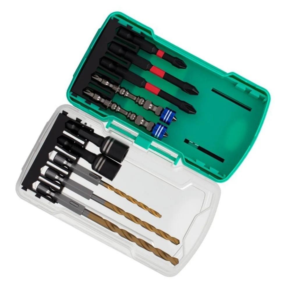10Pcs/Set Impact Resistant Magnetic Drill Bit Set Magnetic Power Tools Kit Power Tools