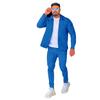 2024 Men's Autumn Waffle Solid Color Jacket and Trousers Set with Zipper Pockets