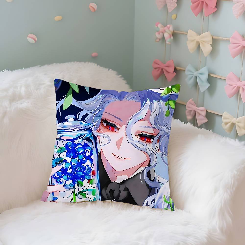 Kibutsuji Muzan Pillow Case Cushion Cover Soft Cute Throw Pillow Case For Car Sofa Pillowcase Polyester With Zipper