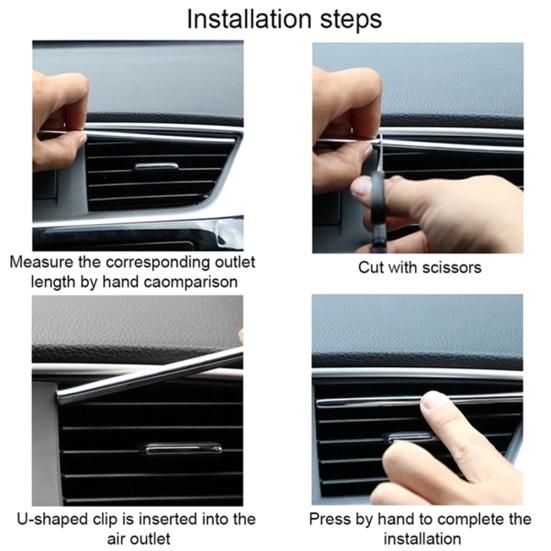 10Pcs 20cm U Air Conditioner Shape Car Decorative Outlet Moulding Trim Strips