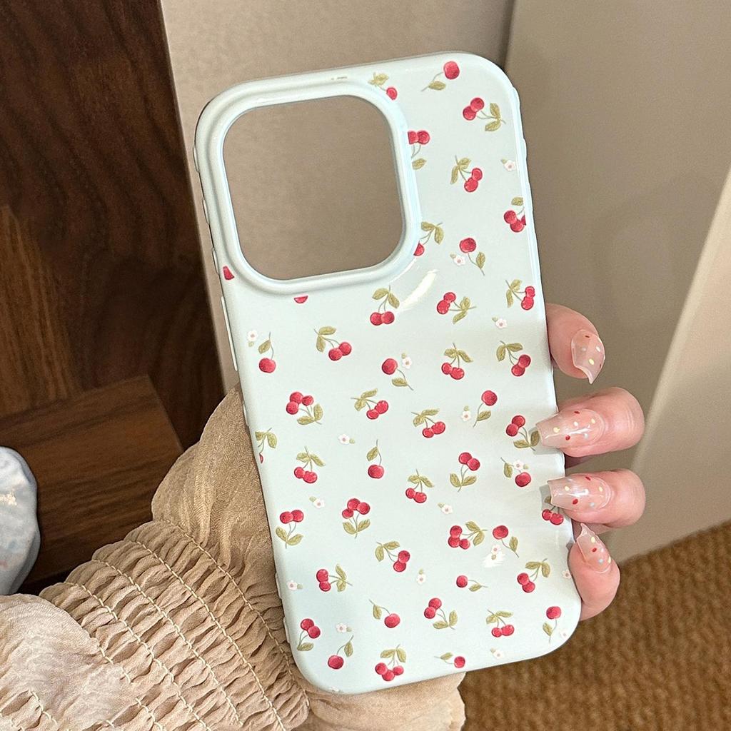 Little Fresh Mint Cherry Phone Case for iPhone 17, iPhone 17 Pro Max