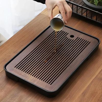 Portable Detachable Bamboo Tea Table Dry Wet Dual Use KungFu Tea Tray with Drainage Easy To Clean Household Storage Tray