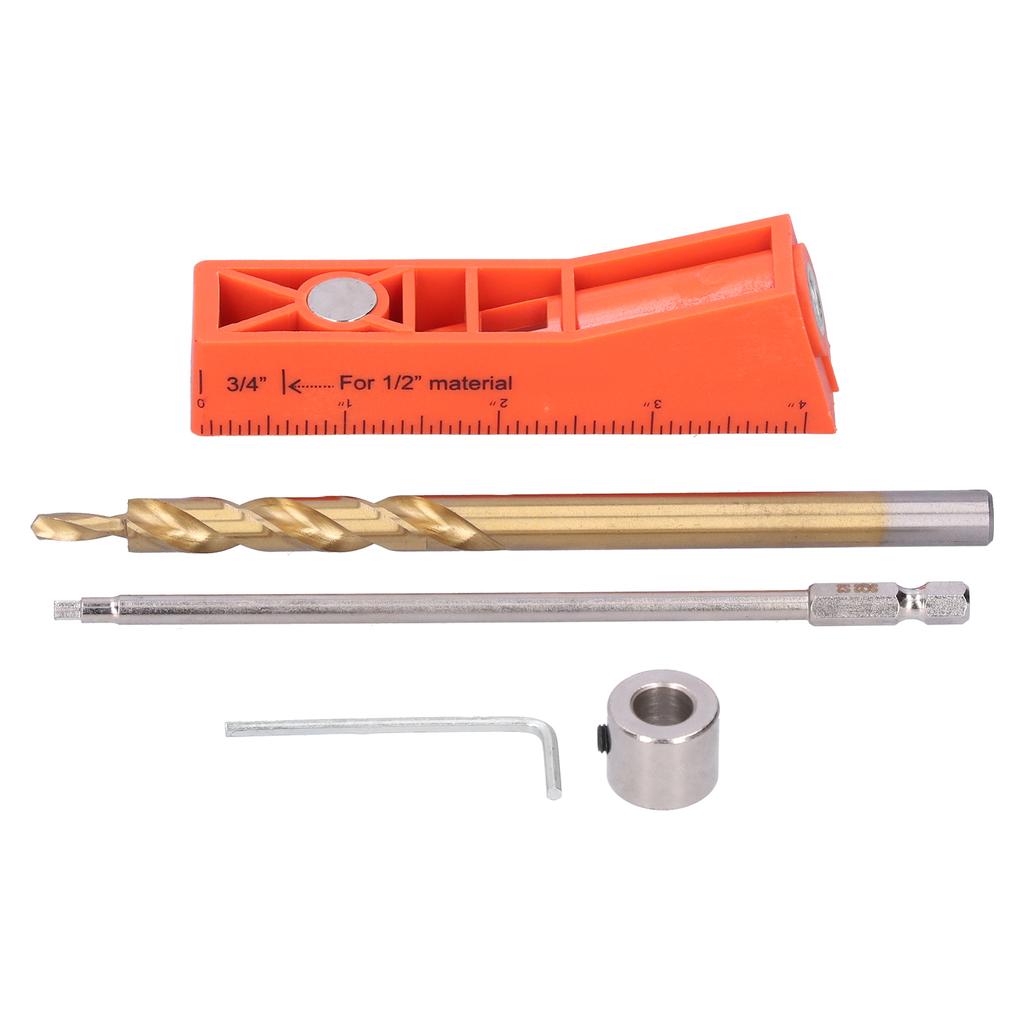 Pocket Hole Jig Kit Step Drill Bit Screwdriver Positioning Fixture Woodworking Tool