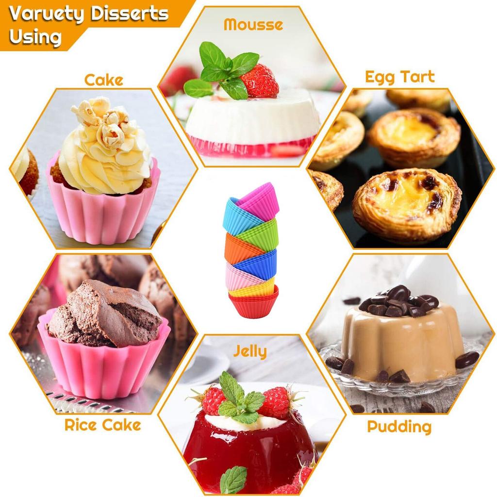 24-Cavity Nonstick Briose Mold Set - Oven Safe Up To 220°C Silicone Muffin Pan Multicolor 4.5x7x3cm
