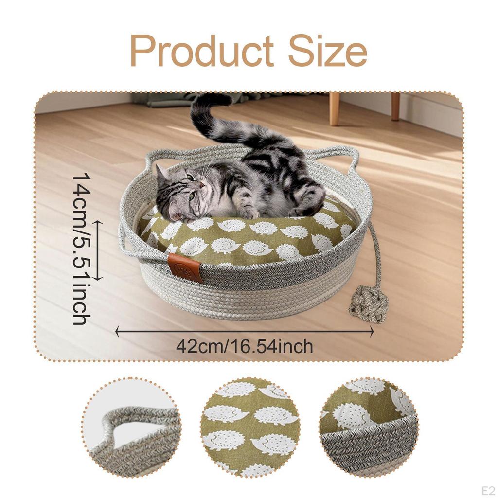 Cat Bed Basket Puppy Sleeping Nest All Seasons with Soft Cushion Breathable Pet Supplies Kitten