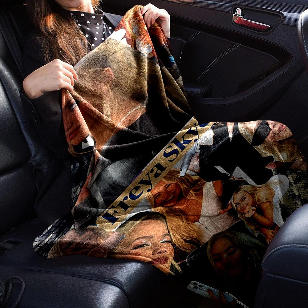 1Pc Freya Skye Fashion Collage Blanket Soft Throw Blanket For Home Bedroom Bed Sofa Travel Office Solid Christmas Blanket