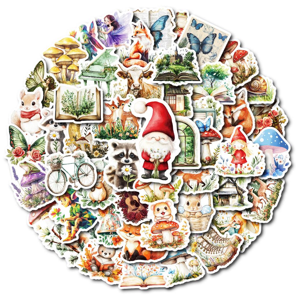 50 Fairy Tale Forest Theme Waterproof Mix And Match Graffiti Stickers