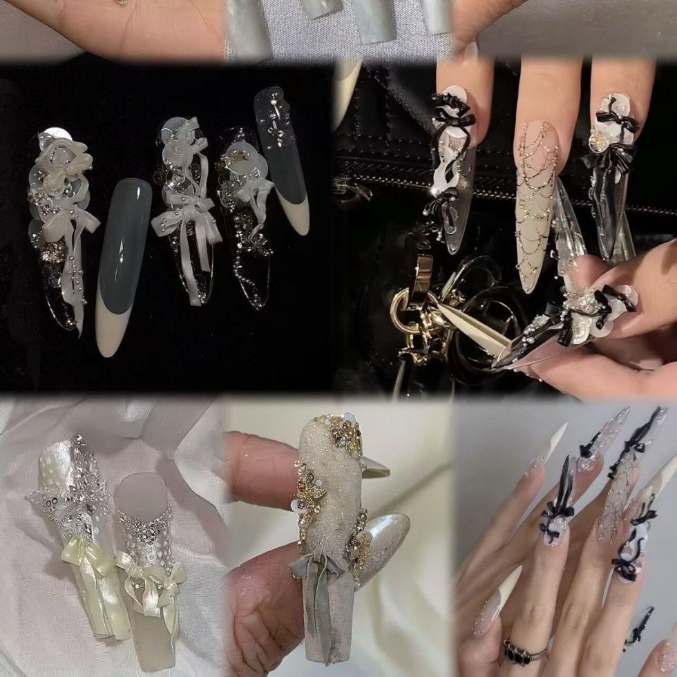 Handgefertigte Seidenband-Schleife Nagelkunst Silikonform – Hohe Transparenz